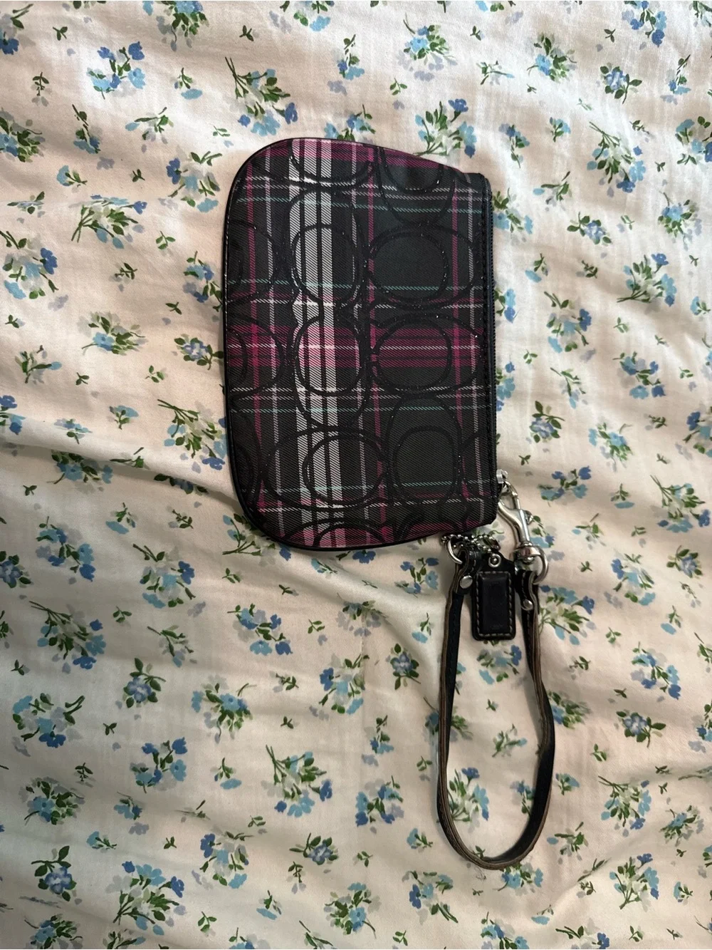 Coach Black & Pink Wristlet Pouch